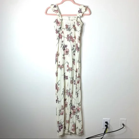 Flynn Skye Floral Bardot Maxi Dress Cream Size Small - Picture 15 of 15